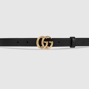 Gucci - leather belt with double G buckle